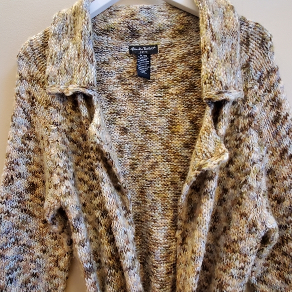 Alexandra Bartlett petit large cardigan sweater with self belt with collar - Picture 11 of 15